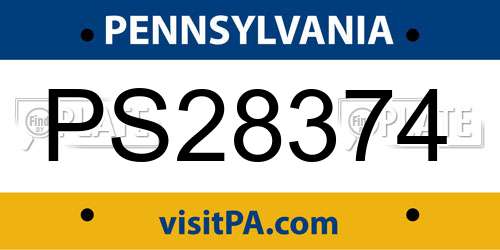 PS28374 Pennsylvania License Plate