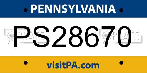 PS28670 Pennsylvania License Plate