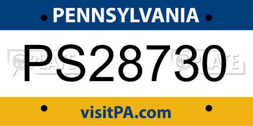 PS28730 Pennsylvania License Plate