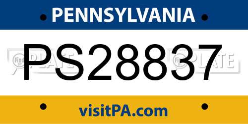 PS28837 Pennsylvania License Plate