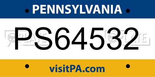 PS64532 Pennsylvania License Plate