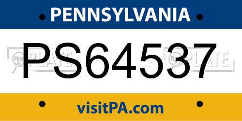 PS64537 Pennsylvania License Plate