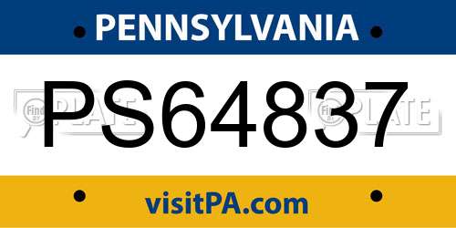 PS64837 Pennsylvania License Plate
