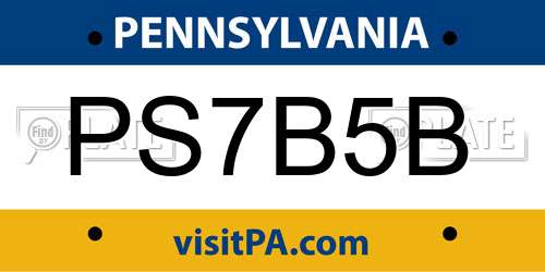 PS7B5B Pennsylvania License Plate