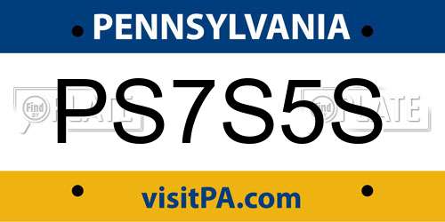 PS7S5S Pennsylvania License Plate