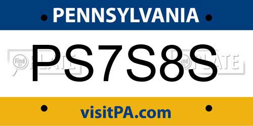 PS7S8S Pennsylvania License Plate