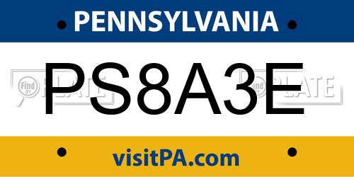 PS8A3E Pennsylvania License Plate