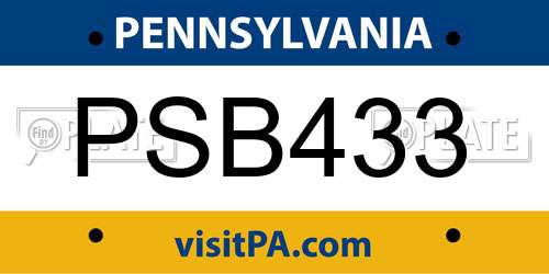 PSB433 Pennsylvania License Plate