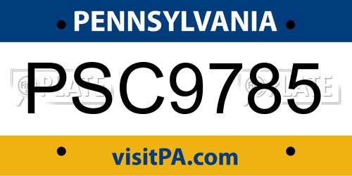 PSC9785 Pennsylvania License Plate