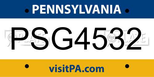 PSG4532 Pennsylvania License Plate