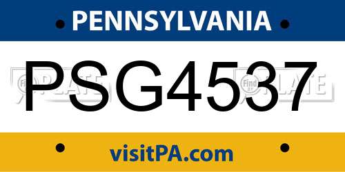 PSG4537 Pennsylvania License Plate