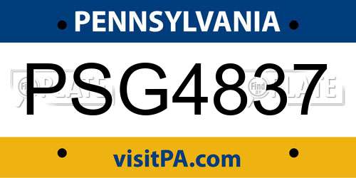 PSG4837 Pennsylvania License Plate