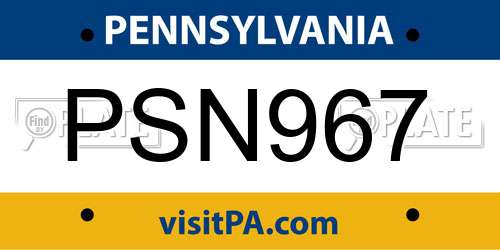 PSN967 Pennsylvania License Plate