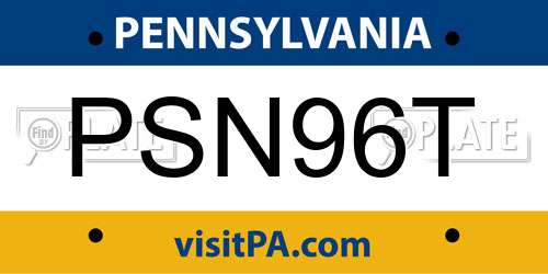PSN96T Pennsylvania License Plate