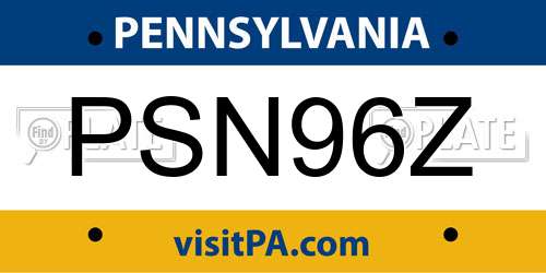 PSN96Z Pennsylvania License Plate