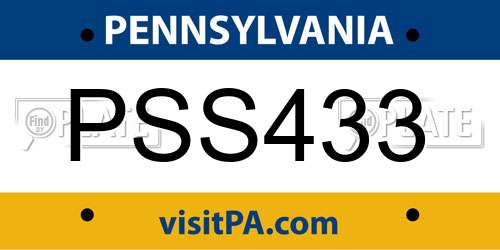 PSS433 Pennsylvania License Plate