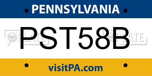PST58B Pennsylvania License Plate