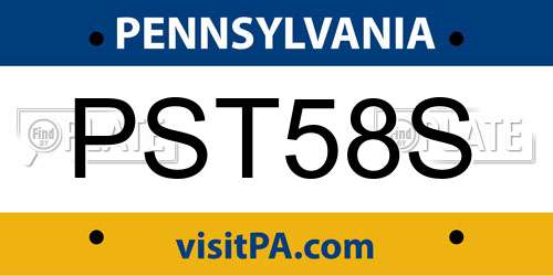PST58S Pennsylvania License Plate