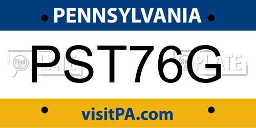 PST76G Pennsylvania License Plate