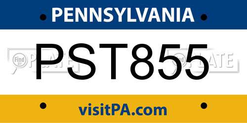 PST855 Pennsylvania License Plate