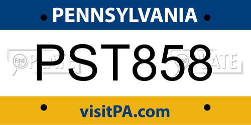 PST858 Pennsylvania License Plate