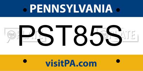 PST85S Pennsylvania License Plate