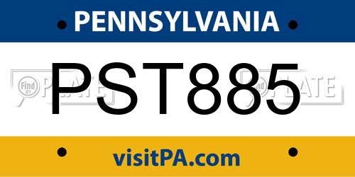 PST885 Pennsylvania License Plate