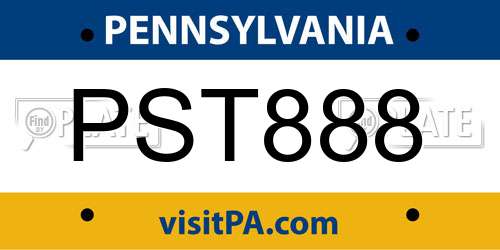 PST888 Pennsylvania License Plate