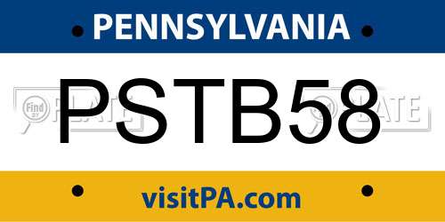 PSTB58 Pennsylvania License Plate