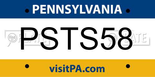 PSTS58 Pennsylvania License Plate