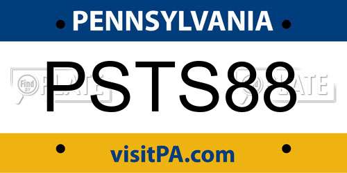 PSTS88 Pennsylvania License Plate