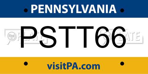 PSTT66 Pennsylvania License Plate