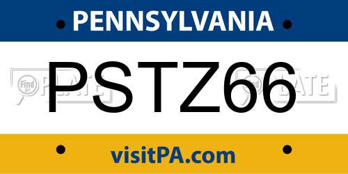 PSTZ66 Pennsylvania License Plate