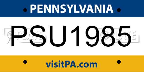 PSU1985 Pennsylvania License Plate
