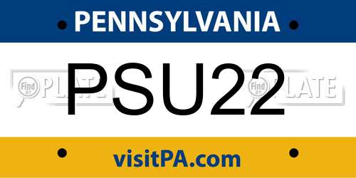 PSU22 Pennsylvania License Plate