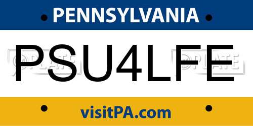 PSU4LFE Pennsylvania License Plate