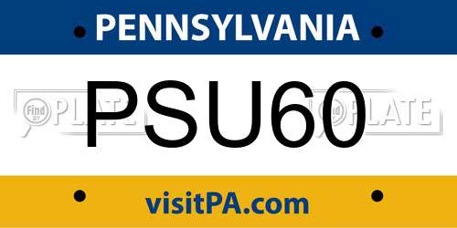 PSU60 Pennsylvania License Plate