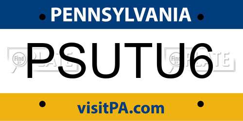 PSUTU6 Pennsylvania License Plate