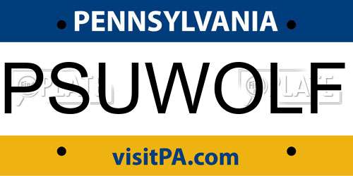 PSUWOLF Pennsylvania License Plate