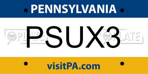 PSUX3 Pennsylvania License Plate