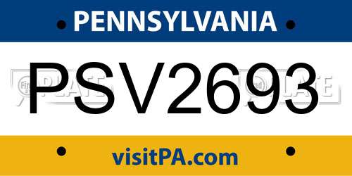 PSV2693 Pennsylvania License Plate