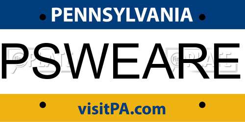 PSWEARE Pennsylvania License Plate