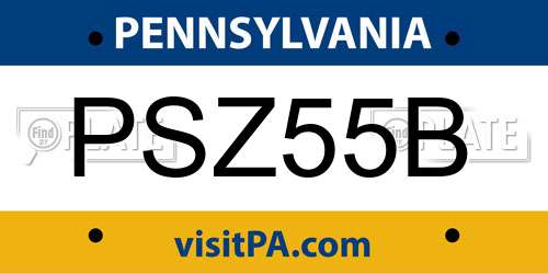 PSZ55B Pennsylvania License Plate