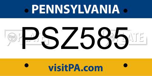 PSZ585 Pennsylvania License Plate