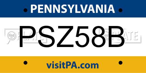 PSZ58B Pennsylvania License Plate