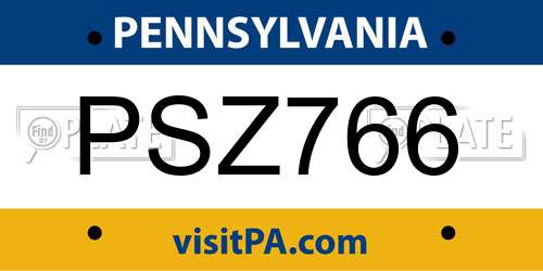 PSZ766 Pennsylvania License Plate