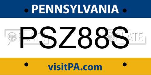 PSZ88S Pennsylvania License Plate