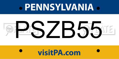 PSZB55 Pennsylvania License Plate