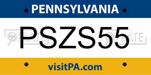 PSZS55 Pennsylvania License Plate