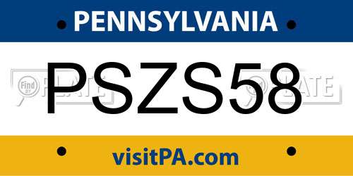 PSZS58 Pennsylvania License Plate